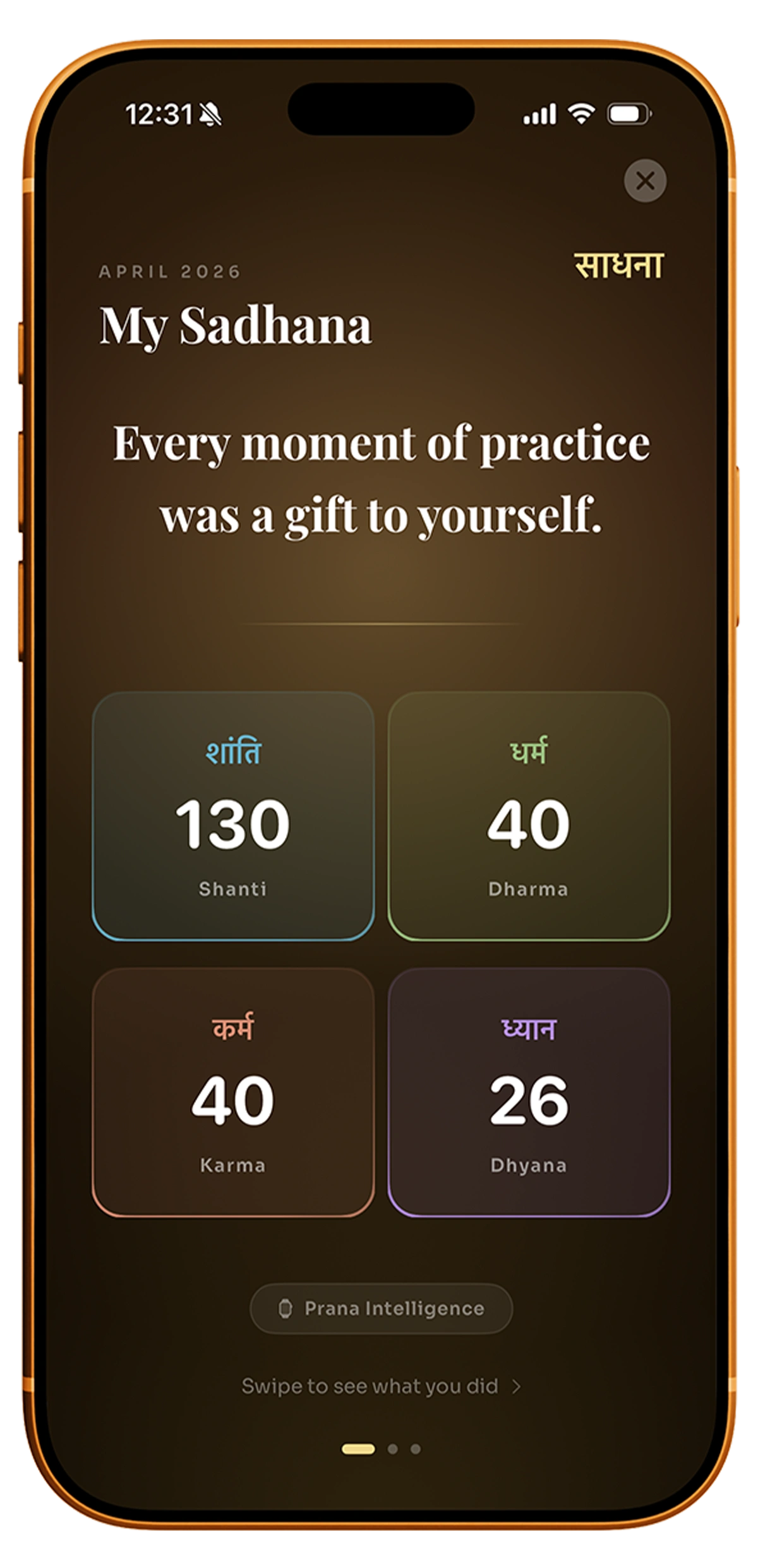 Sadhana retrospective — swipe to see what you did