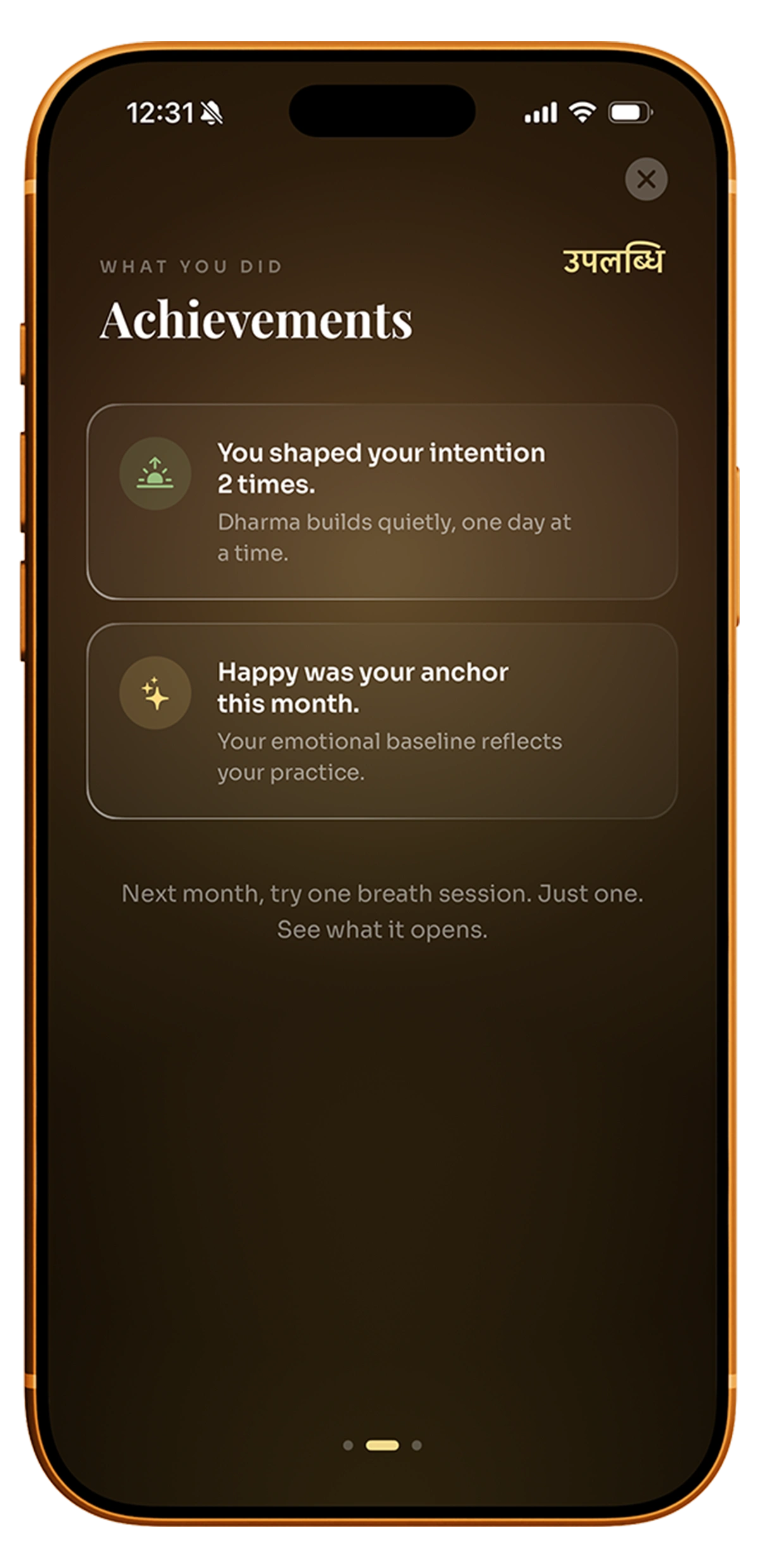 Achievements — you shaped your intention 2 times, happy was your anchor